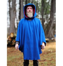 Cloakmakers.com 6002-Washable Blue & Red Fleece Poncho Cloak w/ Silver Tone Clasp
