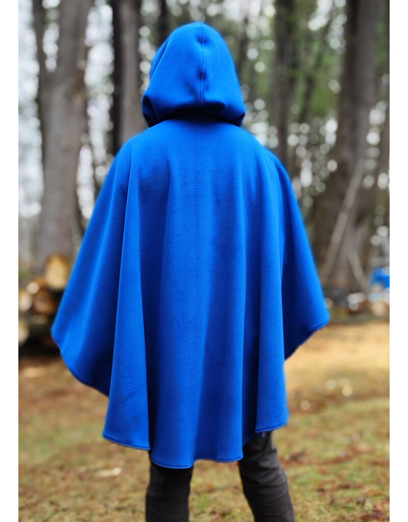 Cloakmakers.com 6002-Washable Blue & Red Fleece Poncho Cloak w/ Silver Tone Clasp
