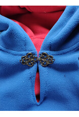 Cloakmakers.com 6002-Washable Blue & Red Fleece Poncho Cloak w/ Silver Tone Clasp