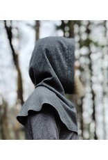 Cloakmakers.com H561-Washable Black & White Checkered Wool Blend Hooded Cowl