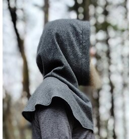 Cloakmakers.com H561-Washable Black & White Checkered Wool Blend Hooded Cowl