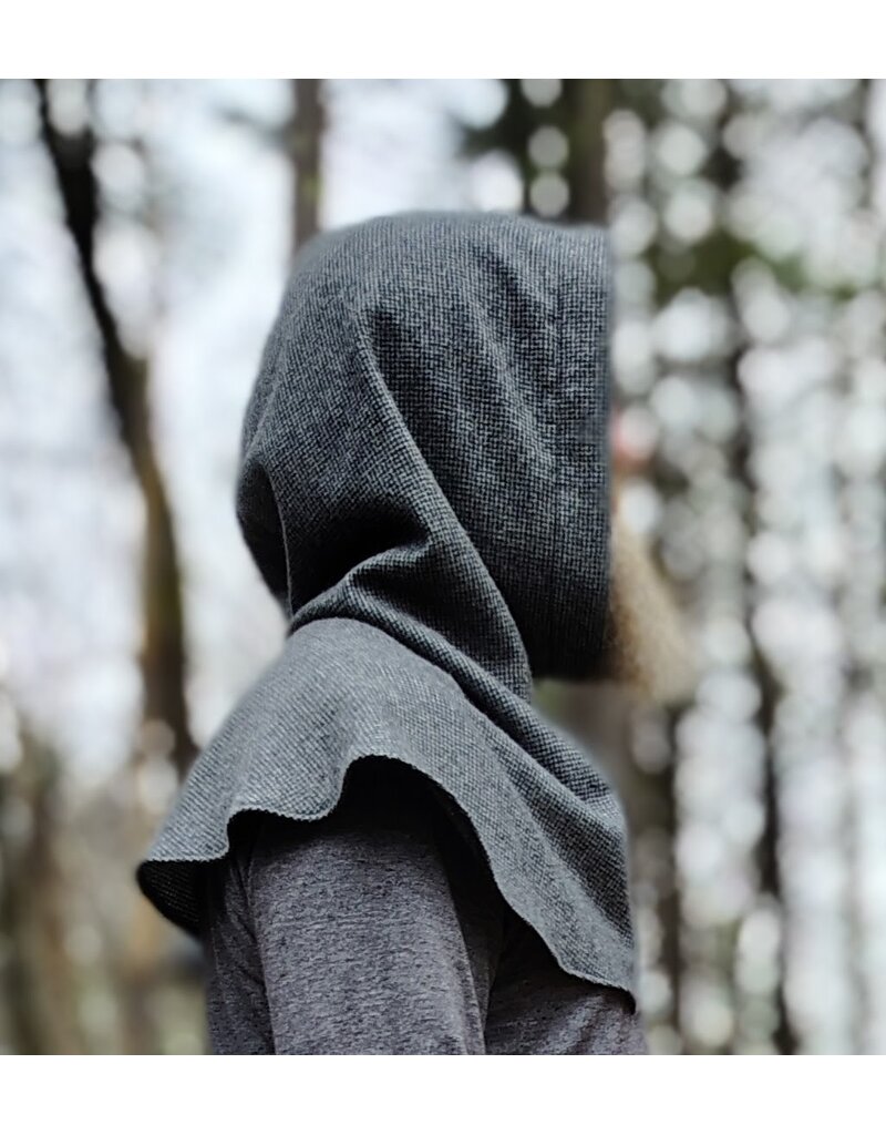 Cloakmakers.com H561-Washable Black & White Checkered Wool Blend Hooded Cowl