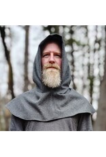 Cloakmakers.com H561-Washable Black & White Checkered Wool Blend Hooded Cowl