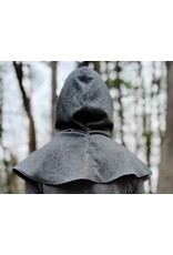 Cloakmakers.com H561-Washable Black & White Checkered Wool Blend Hooded Cowl