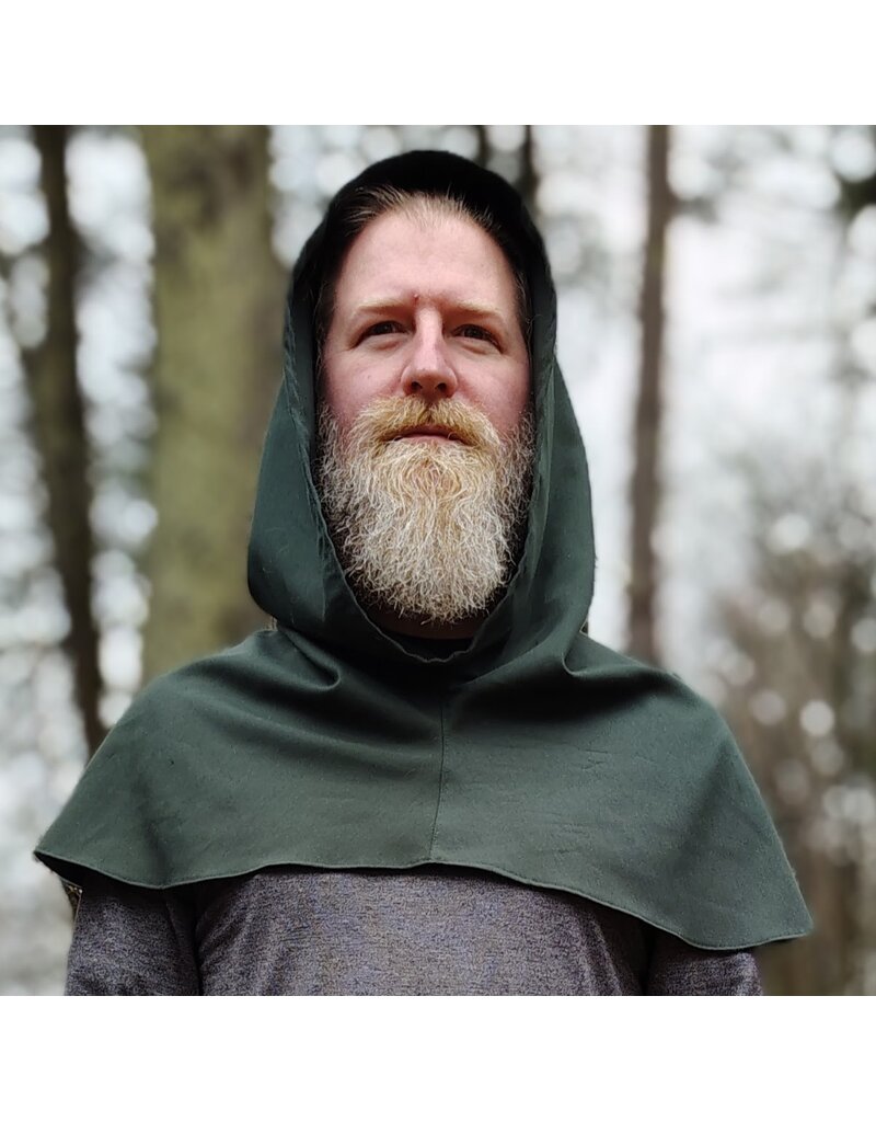 Cloakmakers.com H562-Washable Dark Green Cotton Blend Hooded Cowl