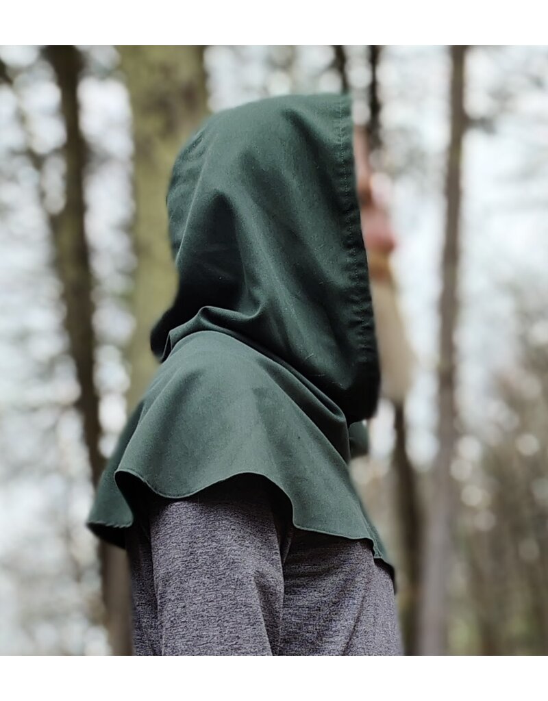 Cloakmakers.com H562-Washable Dark Green Cotton Blend Hooded Cowl