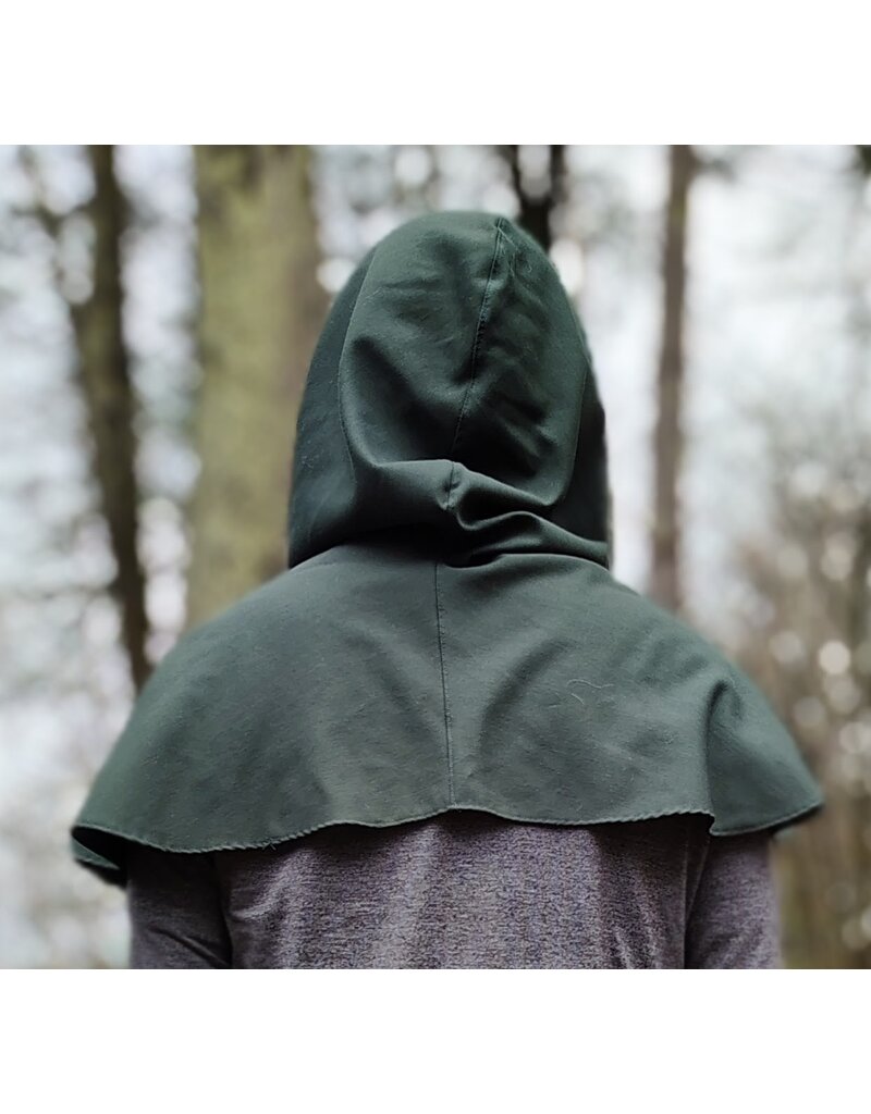 Cloakmakers.com H562-Washable Dark Green Cotton Blend Hooded Cowl