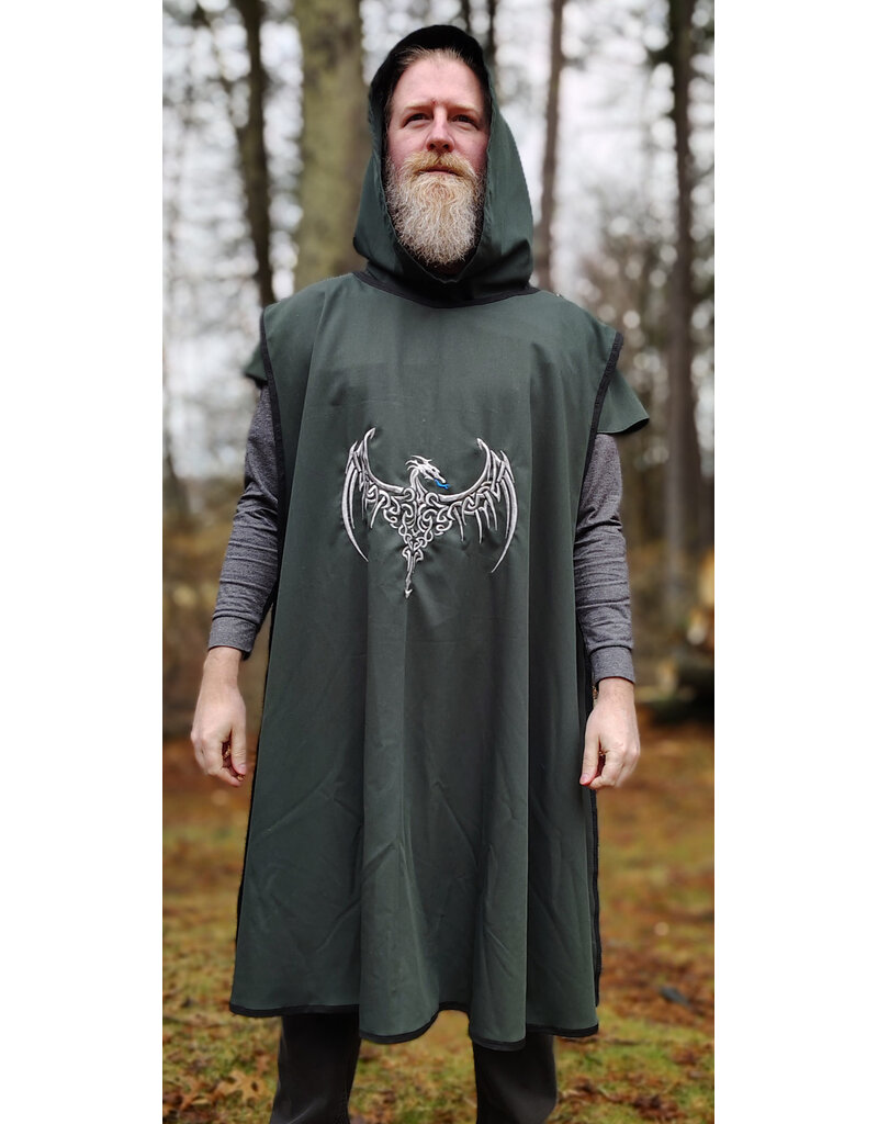 Cloakmakers.com H562-Washable Dark Green Cotton Blend Hooded Cowl