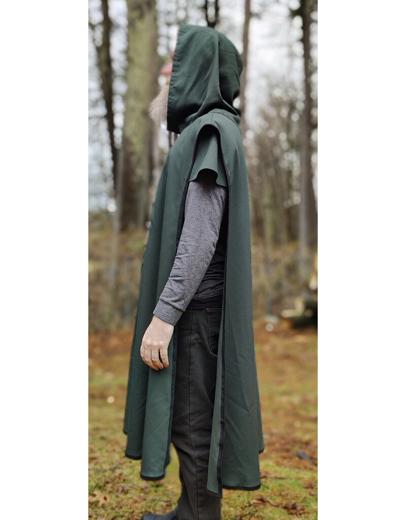 Cloakmakers.com H562-Washable Dark Green Cotton Blend Hooded Cowl