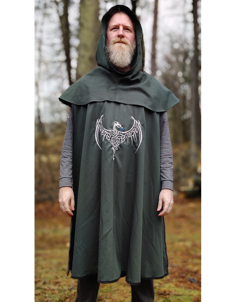 Cloakmakers.com H562-Washable Dark Green Cotton Blend Hooded Cowl