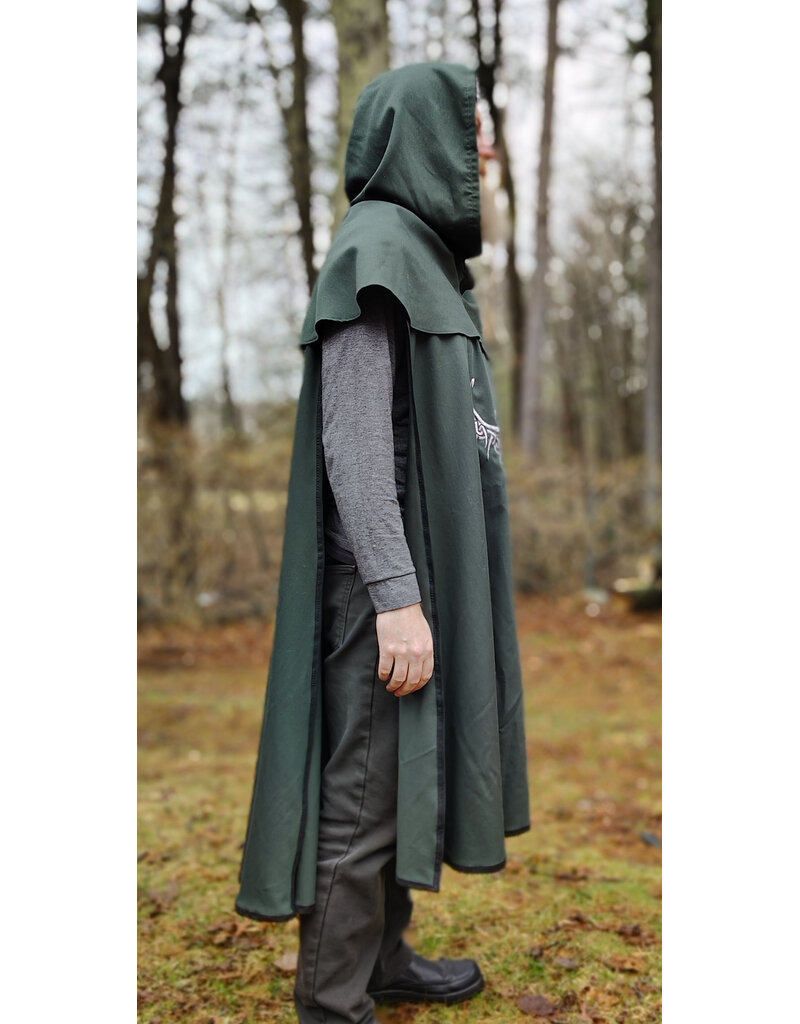 Cloakmakers.com H562-Washable Dark Green Cotton Blend Hooded Cowl