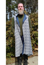 Cloakmakers.com J914-Washable Blue & White Brocade Vest w/ Blue Collar & Pockets