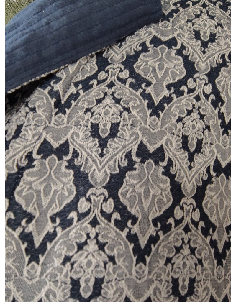 Cloakmakers.com J914-Washable Blue & White Brocade Vest w/ Blue Collar & Pockets