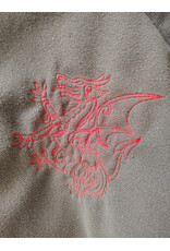 Cloakmakers.com H563-Washable Almost Black Fleece Hooded Cowl w/ Dual Red Dragon Embroidery & Liripipe