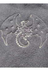 Cloakmakers.com H564-Washable Almost Black Fleece Hooded Cowl w/ Green Dragon Embroidery & Pointy Hood