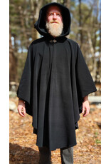 Cloakmakers.com 6003-Washable Black Fleece Ruana Cloak w/ Silver Tone Clasp