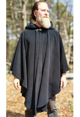 Cloakmakers.com 6003-Washable Black Fleece Ruana Cloak w/ Silver Tone Clasp
