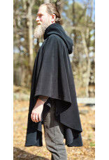 Cloakmakers.com 6003-Washable Black Fleece Ruana Cloak w/ Silver Tone Clasp