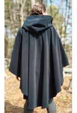 Cloakmakers.com 6003-Washable Black Fleece Ruana Cloak w/ Silver Tone Clasp