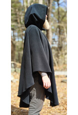 Cloakmakers.com 6003-Washable Black Fleece Ruana Cloak w/ Silver Tone Clasp