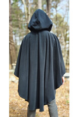 Cloakmakers.com 6003-Washable Black Fleece Ruana Cloak w/ Silver Tone Clasp