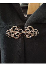 Cloakmakers.com 6003-Washable Black Fleece Ruana Cloak w/ Silver Tone Clasp