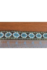 Simple Floral Bordered - Blue and White on Brown