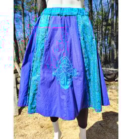 Cloakmakers.com K511-Washable Purple & Blue Cotton Skirt w/ Celtic Knot Embroidery