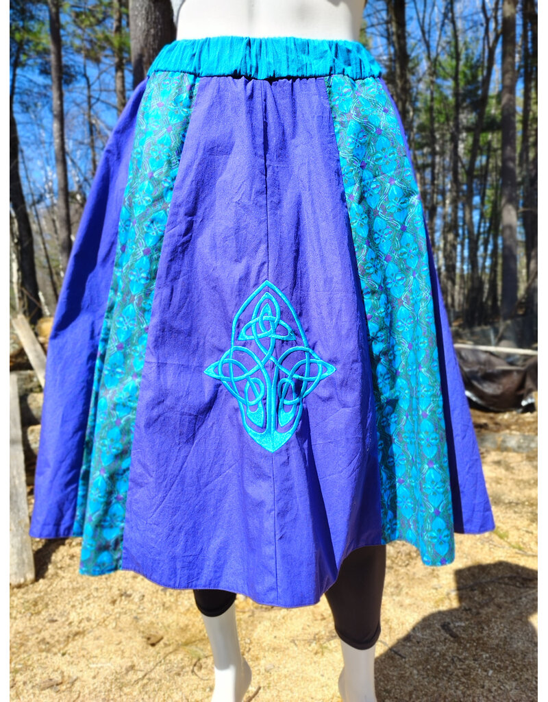 Cloakmakers.com K511-Washable Purple & Blue Cotton Skirt w/ Celtic Knot Embroidery