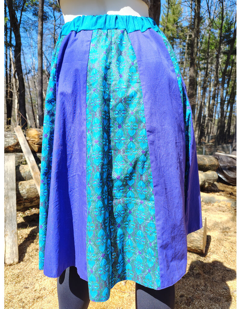 Cloakmakers.com K511-Washable Purple & Blue Cotton Skirt w/ Celtic Knot Embroidery