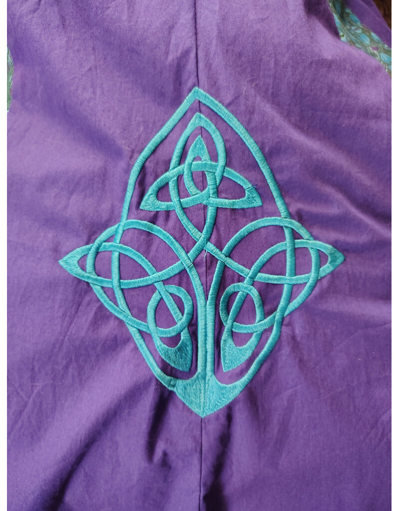 Cloakmakers.com K511-Washable Purple & Blue Cotton Skirt w/ Celtic Knot Embroidery