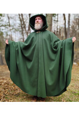 Cloakmakers.com 6004-Washable Long Green Fleece Cloak w/ Triple Medallion Clasp