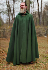 Cloakmakers.com 6004-Washable Long Green Fleece Cloak w/ Triple Medallion Clasp