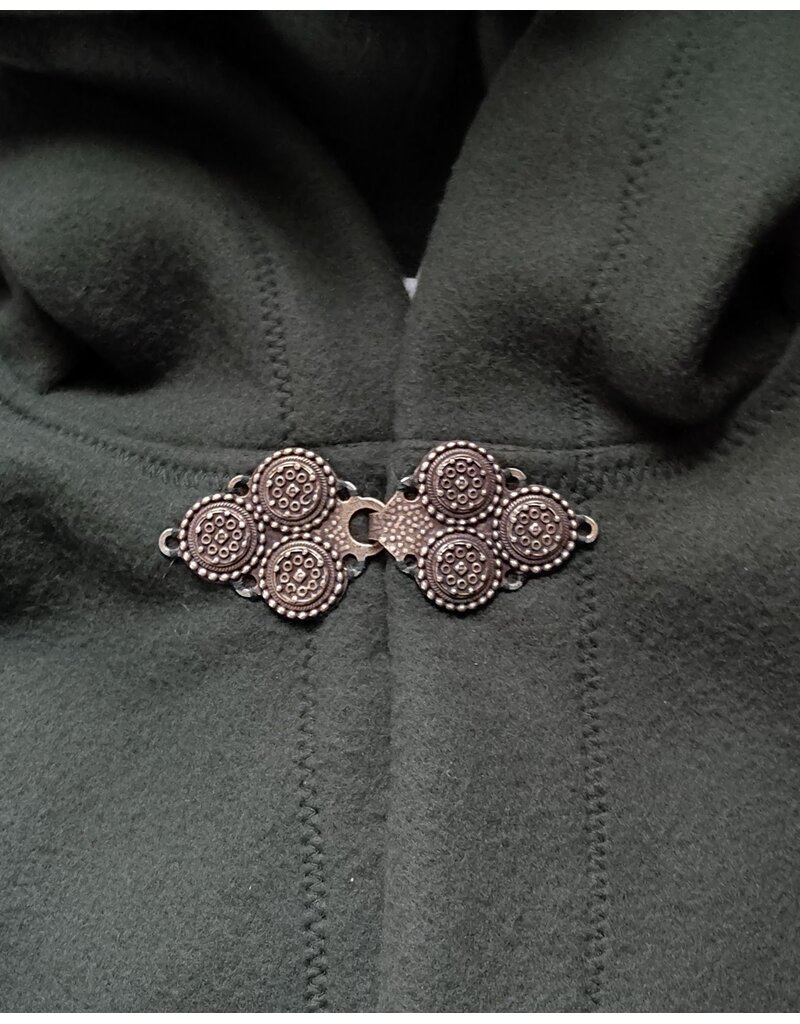 Cloakmakers.com 6004-Washable Long Green Fleece Cloak w/ Triple Medallion Clasp