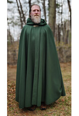 Cloakmakers.com 6004-Washable Long Green Fleece Cloak w/ Triple Medallion Clasp