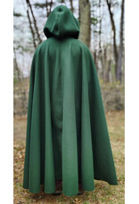 Cloakmakers.com 6004-Washable Long Green Fleece Cloak w/ Triple Medallion Clasp
