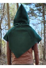 Cloakmakers.com H567-Washable Green Fleece Pointy Hooded Cowl w/ Oak & Acorn Embroidery