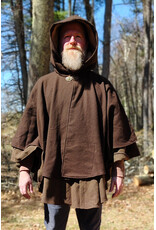 Cloakmakers.com 6005-Washable Brown Wool Blend Mantle Cloak w/ Tan Faux Suede Hood Lining & Pockets