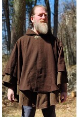 Cloakmakers.com 6005-Washable Brown Wool Blend Mantle Cloak w/ Tan Faux Suede Hood Lining & Pockets