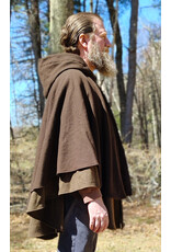 Cloakmakers.com 6005-Washable Brown Wool Blend Mantle Cloak w/ Tan Faux Suede Hood Lining & Pockets
