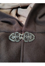 Cloakmakers.com 6005-Washable Brown Wool Blend Mantle Cloak w/ Tan Faux Suede Hood Lining & Pockets