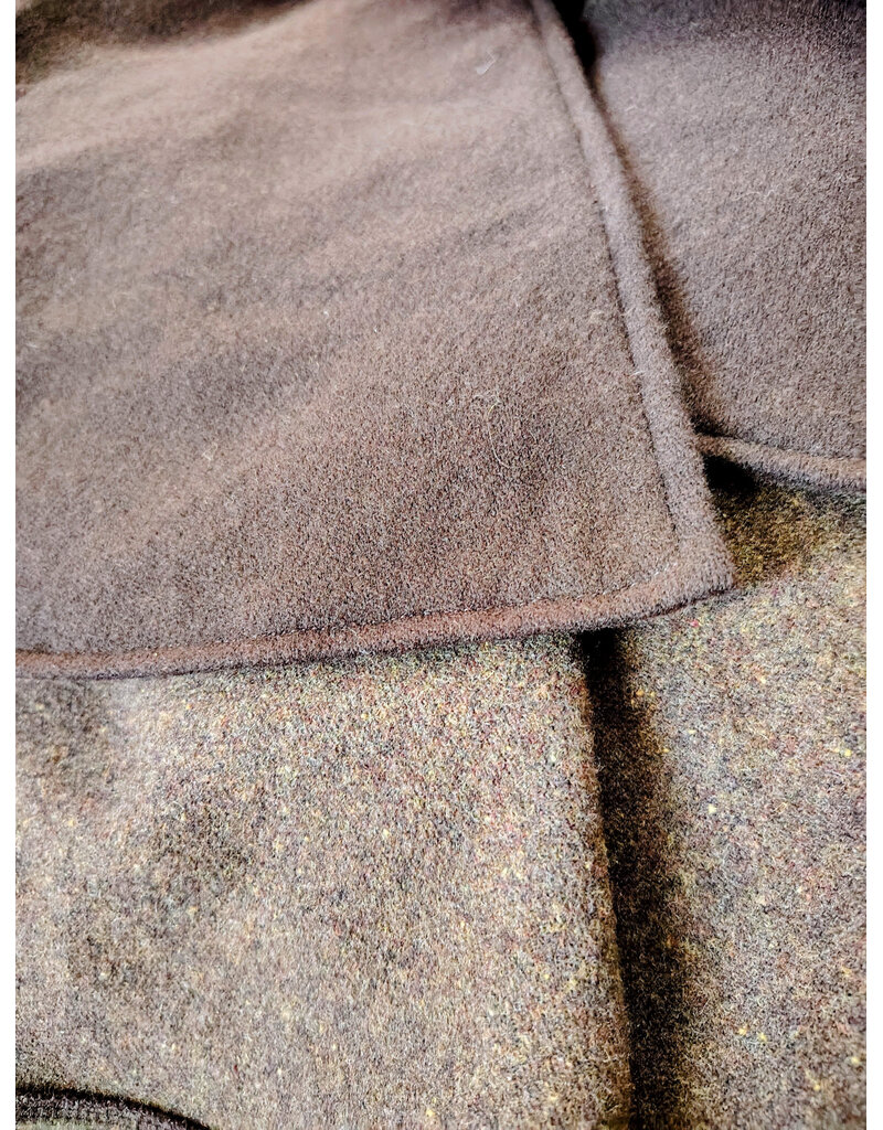 Cloakmakers.com 6005-Washable Brown Wool Blend Mantle Cloak w/ Tan Faux Suede Hood Lining & Pockets