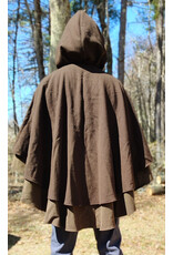 Cloakmakers.com 6005-Washable Brown Wool Blend Mantle Cloak w/ Tan Faux Suede Hood Lining & Pockets