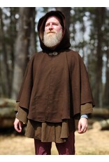 Cloakmakers.com 6005-Washable Brown Wool Blend Mantle Cloak w/ Tan Faux Suede Hood Lining & Pockets