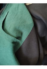 Cloakmakers.com 6006-Black Wool Cloak w/ Dark Green Velveteen Hood Lining & Green Linen Pockets