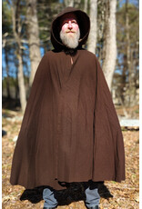 Cloakmakers.com 6007-Washable Brown Wool Cloak w/ Brown Faux Suede Hood Lining & Bronze Tone Clasp