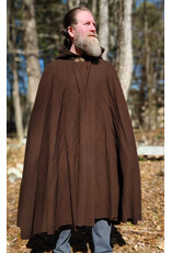 Cloakmakers.com 6007-Washable Brown Wool Cloak w/ Brown Faux Suede Hood Lining & Bronze Tone Clasp