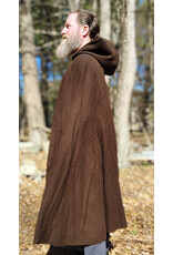 Cloakmakers.com 6007-Washable Brown Wool Cloak w/ Brown Faux Suede Hood Lining & Bronze Tone Clasp