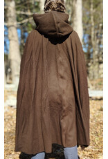 Cloakmakers.com 6007-Washable Brown Wool Cloak w/ Brown Faux Suede Hood Lining & Bronze Tone Clasp