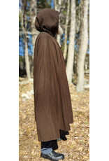 Cloakmakers.com 6007-Washable Brown Wool Cloak w/ Brown Faux Suede Hood Lining & Bronze Tone Clasp